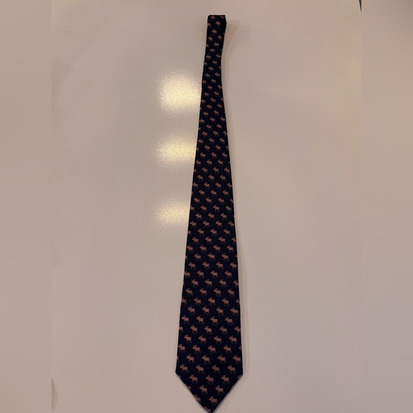 Lederer de Paris Blue and Pink Moose Tie - Picture 2 of 7